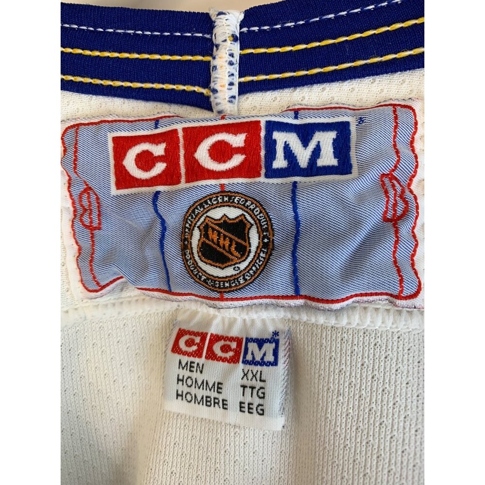 Vintage 90s CCM St. Louis Blues NHL Jersey XXL Air-Knit White Trumpet Canada - Picture 12 of 15